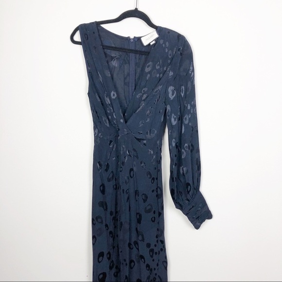 Alexis Naoki Leopard Print Jumpsuit Navy Blue Small Wide Leg Formal Cocktail - Picture 3 of 7